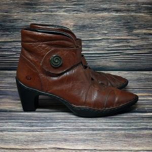 JOSEF SEIBEL Brown Ruched Heel Ankle Boots Booties